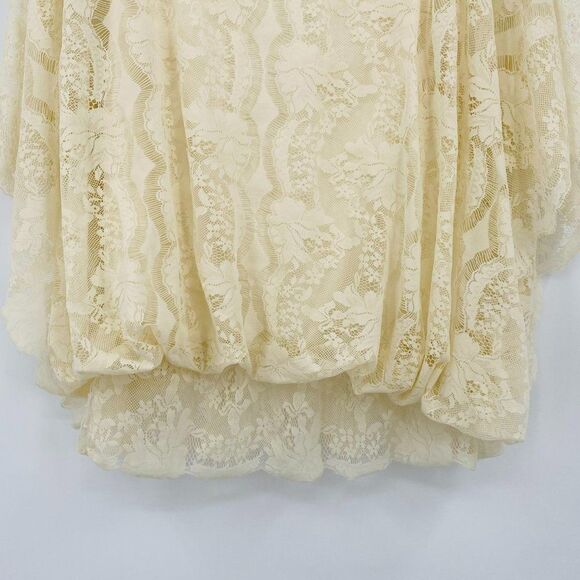 Free People Size Small Cream Floral Lace Blouson Boho Batwing Blouse Top - Picture 3 of 9